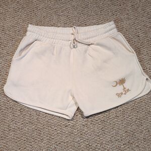 Ron Jon Surf Shop Icon Badge Shorts Womens M Beige Drawstring Beach Lounge